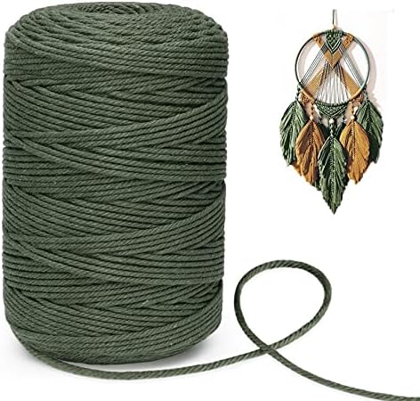 Macrame Cord 3mm x 300m, Macrame Rope Cotton, 4-Strand Twisted Soft Natural Cotton Macrame String for Plant Hanger, Wall Hanging, Dream Catcher, Knitting and DIY Craft Decorative Projects, Brick Red