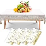 Rectangular Disposable Table Cloths - 4 Pack | Premium PEVA Material is Soft as Cotton and Durable...