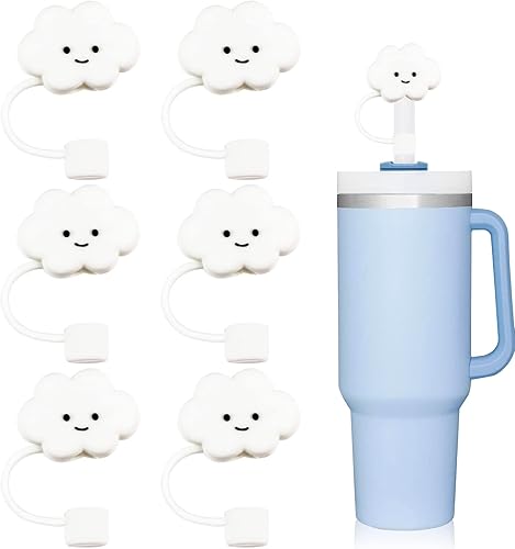 Baseola Cubiertas de punta de pajita, a prueba de polvo, cubierta protectora suave de silicona reutilizable para pajitas de 0.4 pulgadas0.394 in, 6