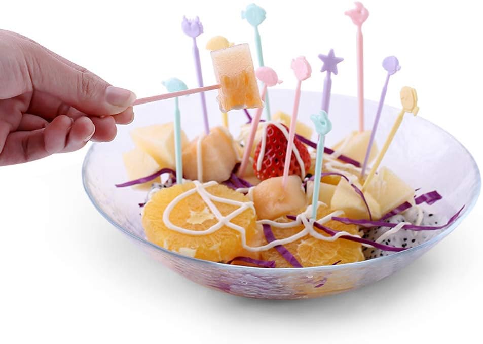 Set of 40 Lovely Animal Food Fruit Picks Forks, Mini Cute Cartoon Toothpick Sticks Decor for Kids Party Bento Lunch Box Sandwich Appetizer Pastry Decorative Cupcake Baby Dessert Cocktail