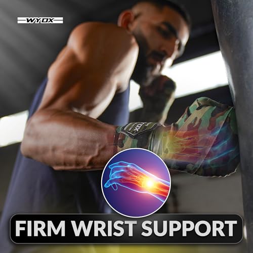 WYOX Gel Boxing Hand Wraps | Inner Gloves for Men Women – Elasticated Padded Long Wrist Straps Cotton & Nylon Blend for Muay Thai MMA, Kickboxing, BJJ Combat Sports Training (Army Green, 4.5 Meter)