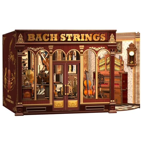 Fsolis DIY Book Nook - Casa de Muñecas Miniatura LED, Kit Creativo para estanterías, Adultos/Juveniles(Bach Strings)