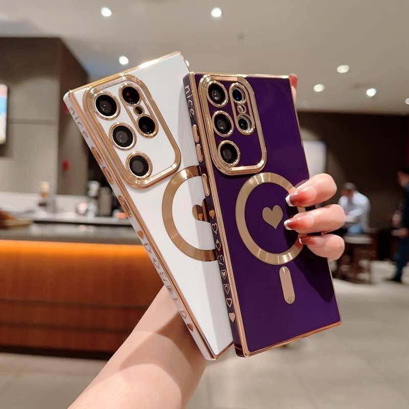 Miniatura 8 de Love Heart - Funda magnética para Samsung Galaxy S23, S22, S21 Ultra Plus, compatible con Magsafe chapado de lujo a prueba de golpes para Samsung