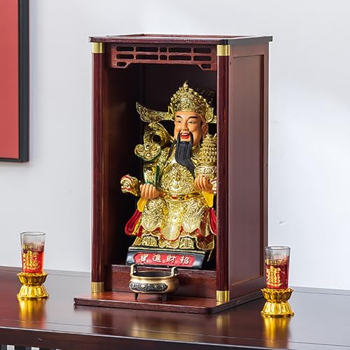 Autel style chinois en bois sculpté Bouddha, étagère murale d'exception de 35 cm