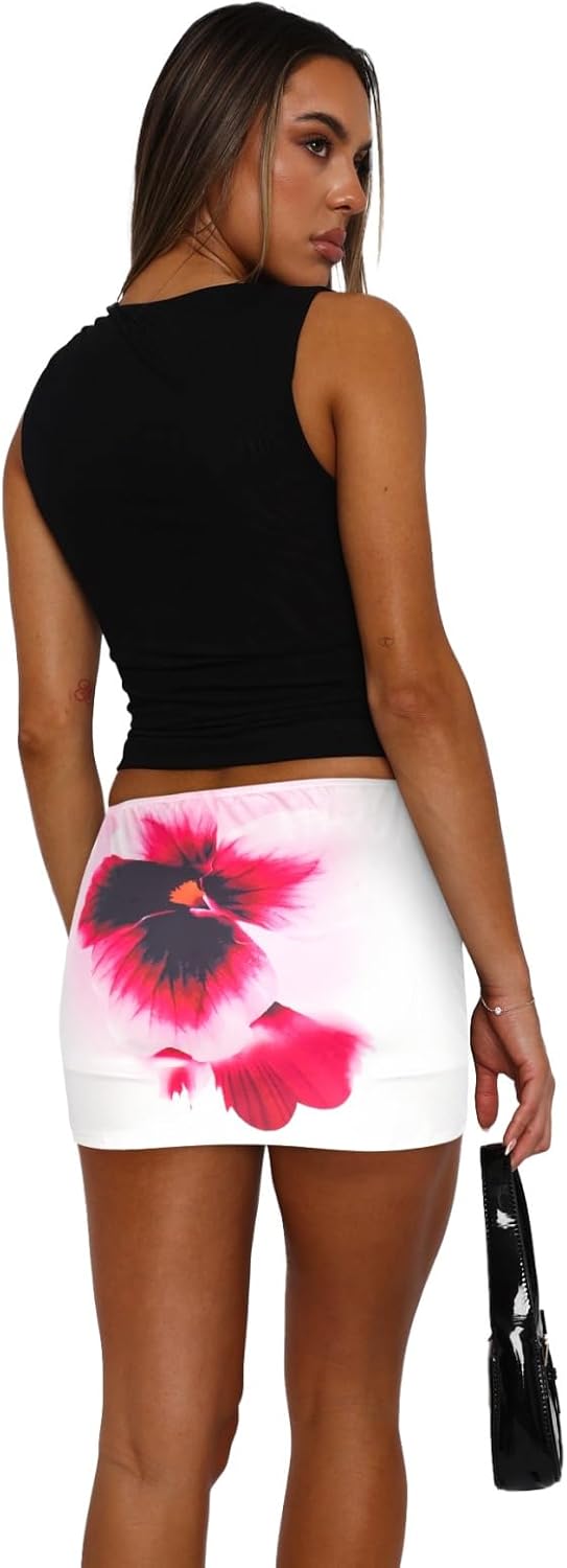 Hafailia Womens Printed Mini Skorts Summer Y2K Beach Vacation Outfits Pencil Bodycon Boho Skirts with Shorts Underneath 2026 - Image 3