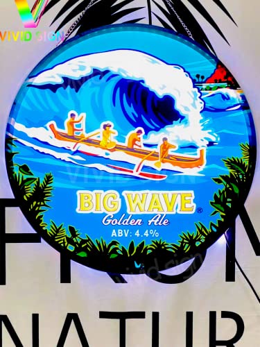 Queen Sense 20\"x20\" Kona Big Wave Golden Ale LED Sign Light Vivid Printing Beer Bar Pub Decor LED Lamp A120KBGALLED3D
