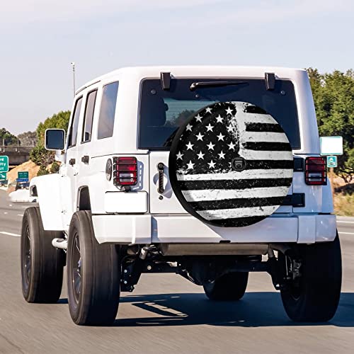 Image of Delerain Spare Tire Cover with Backup Camera Hole American Flag Wheel Covers Waterproof Dust-Proof UV Sun Universal Fit for RV Trailer RV SUV Truck (17 Inch for Diameter 31 inch-33 inch)