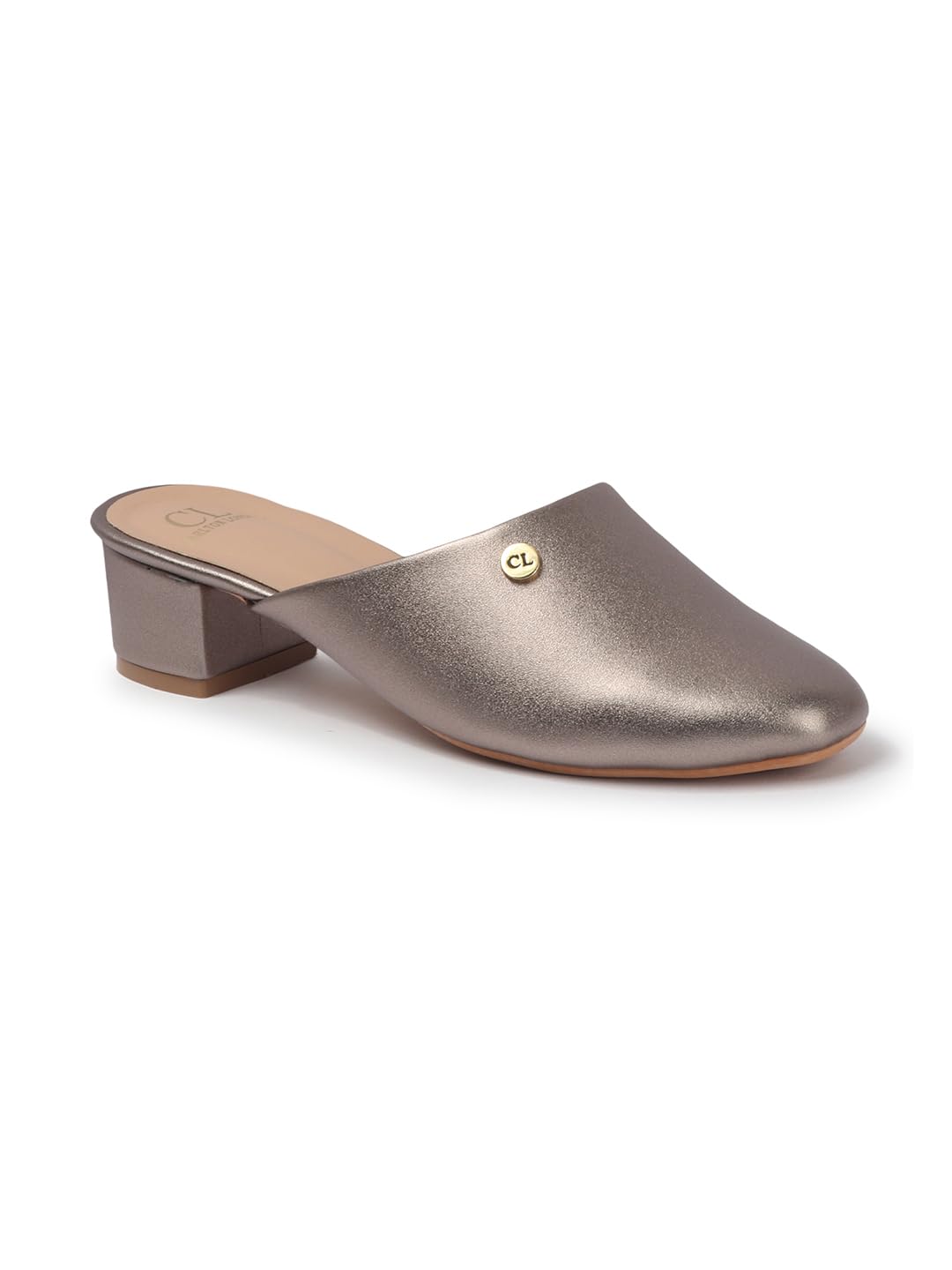 Women's Chic Shiny Metallic Square Toe Block Heel Mules-image-32