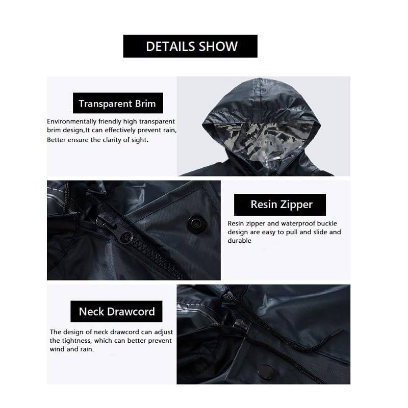 Image of Adult Rain Suits for Men Waterproof Thickening Rain Coats Hooded Breathable Rain Gear for Fishing