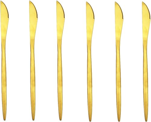 Miniatura 3 de Gugrida Golden Stain - Cubiertos modernos de acero inoxidable 304 dorado mate de 7.7 pulgadas, juego de vajilla de campamento, vajilla de boda,