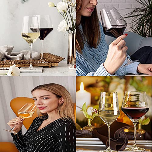 Image of Premium Wine Glasses 400ml, Set of 6 Long Wine, Burgundy Clear Glasses with Stem for Wedding Anniversary, Birthday, Gift (RKT-10, Set of 6)