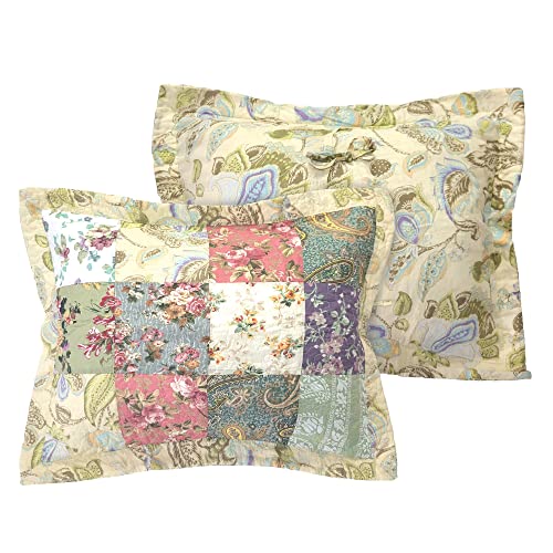 Image of Greenland Home Fashions 100% Cotton Authentic Patchwork Quilted Daybed Set, 7 Piece, Blooming Prairie