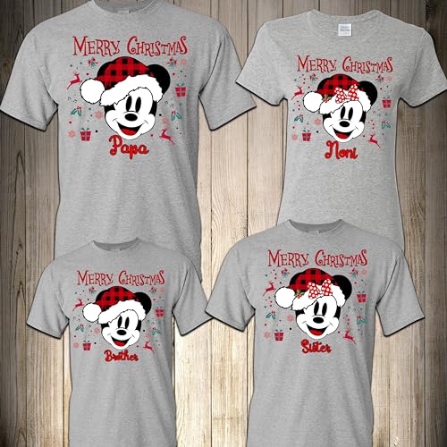 Christmas Family Shirts for Disney Vacation tshirts matching shirts 2025 Group Shirt Family Christmas Gifts Matching Custom Personalized Shirts Christmas pajamas Playeras para Navidad Familia Reunion2