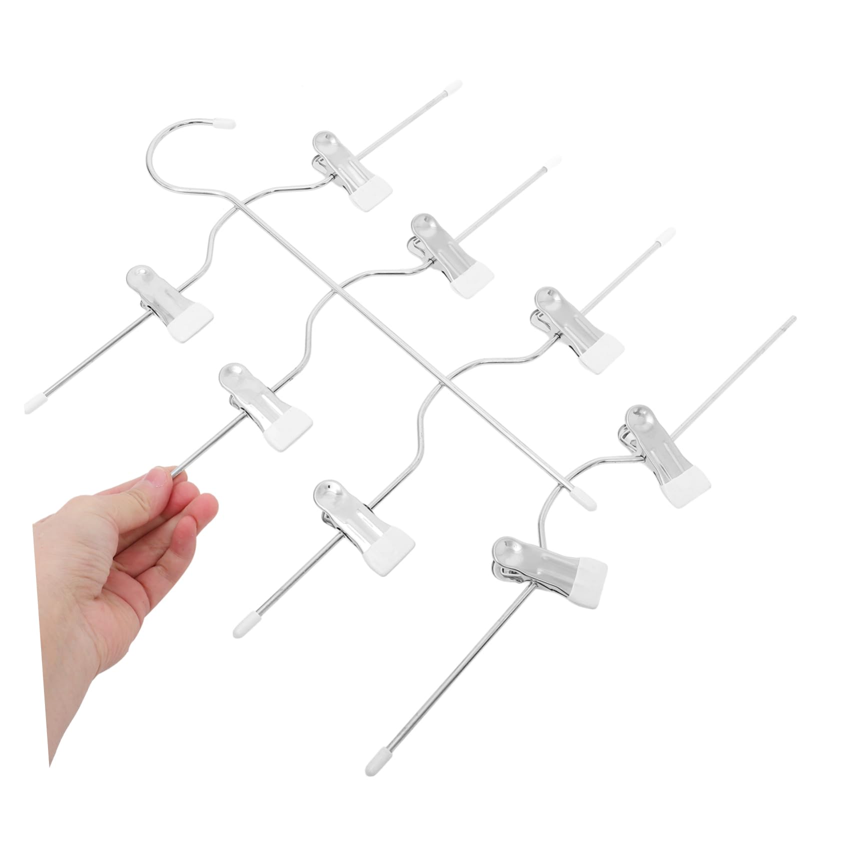 4 Stück-Pack Rockbügel mit Clips, 4-stöckig, Weiß, Manganstahl