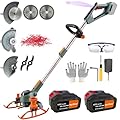 YUEWXTER Electric Weed Wacker, (21V 2x4.0A Weed Eater Battery Powered), 4-in-1 Grass Trimmer/Wheel Edger/Mini-Mower/Brush Cutter, with 2 x Saw Blades, 2 x Metal Blades, 20x Grass Cutting line