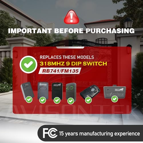 3Pack Mighty Mule GTO Gate Opener Remote RB741 FM135, 3-Year-Warranty