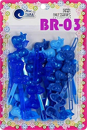 Tara Girls Self Hinge Bow Hair Barrettes 18 Pieces Selection (Blue Mix)