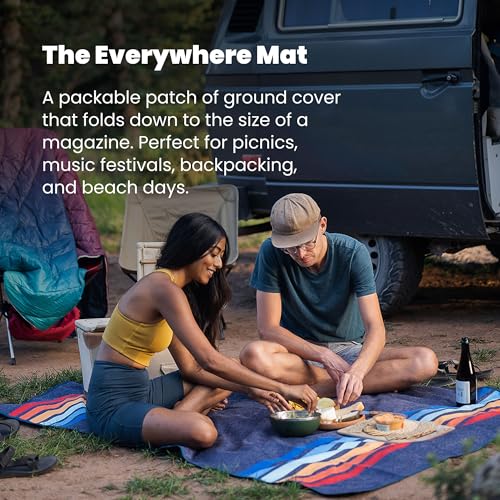 Image of Rumpl Everywhere Mat, Waterproof Picnic Blanket and Ground Mat for Camping, Hiking, and Picnicking, 52x75 Inches, Coast Retro Rays