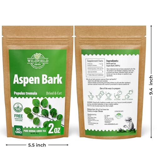 Image of 2 oz. Aspen Bark Herbal Tea (Populus tremula) - 56g Dried Aspen Bark Herb Tea Corteza de Alamo Temblon