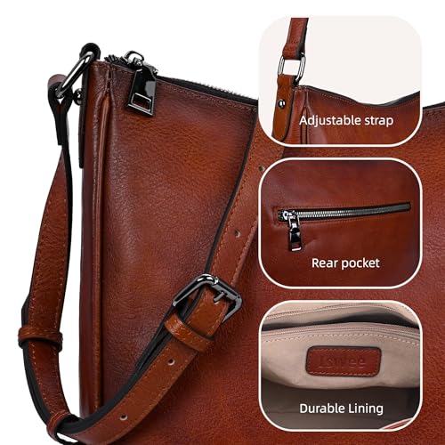 Bolso cruzado de cuero para mujer ajustable color marrón miniatura 6