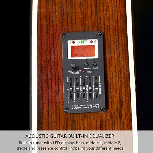 Ecualizador de 5 bandas F‐5T con afinador y captador para guitarra acústica, accesorio musical miniatura 4