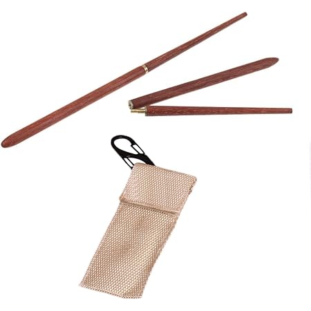 Amazon Co Jp Zafina 折り畳み箸 箸 旅行用品 伸縮可能 木製 携帯箸 野箸 バッグ付き ブラウン スポーツ アウトドア