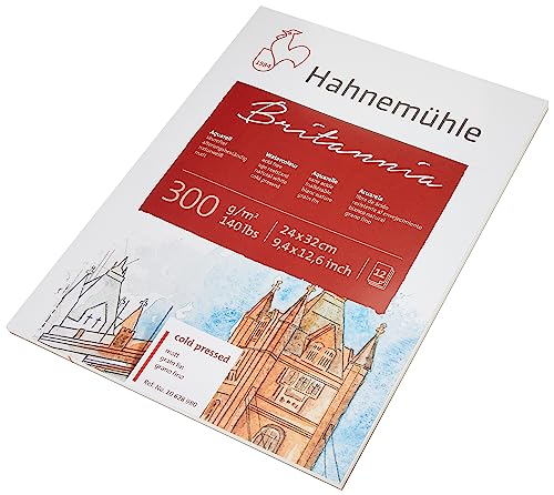 Hahnemühle Britannia 300g/m², Watercolor Block, Rough Texture, 24x32cm, 12 fls