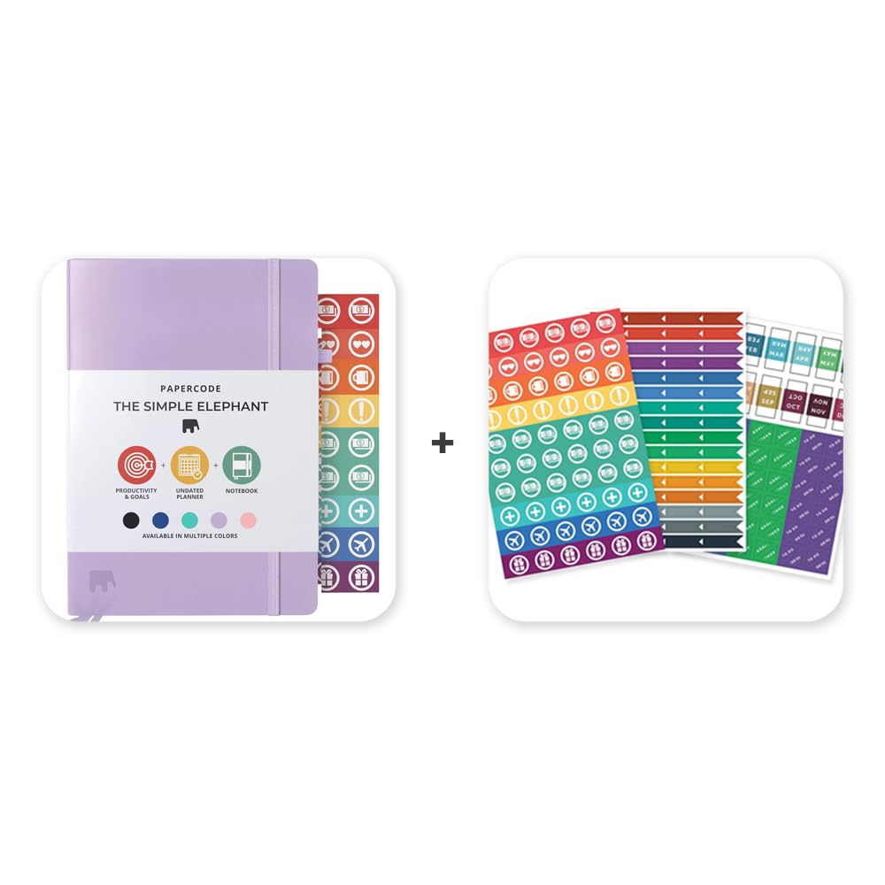 Papercode2024 Daily Planner - Leather Weekly Planner W/Thick No-Bleed Pages and The Simple Elephant Stickers