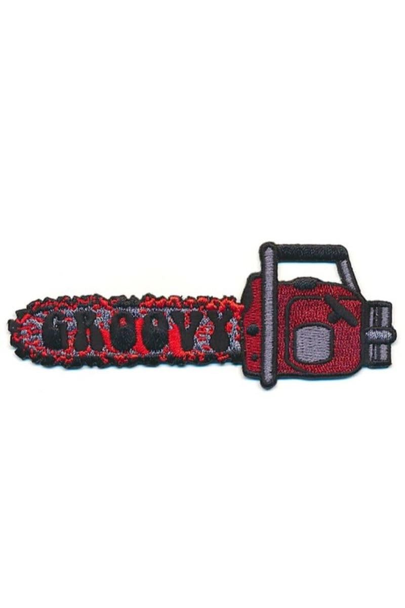 Kreepsville 666 Unisex Red Groovy Chainsaw Patch Blood Drip Embroide Iron-On Goth Badge