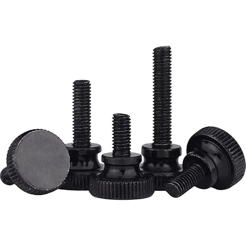 Miniatura 6 de Foyoram 5 unids M8x10mm negro cabeza alta mano tornillo paso doble capa moleteado ajuste mecánico perno clavo