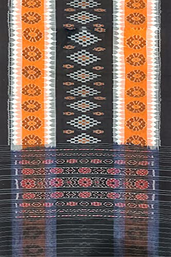 Image of Odisha Sambalpuri Handloom Ikat Women's Cotton Saree, Odisha Handloom Handmade Pure Cotton Khandua Saree, Ikkat Orissa Traditional Handloom Saree Without Blouse