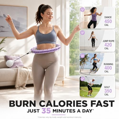 Weighted Fitness Hoop for Adults, Plus Size Adjustable Waist Ring, 47 Inch by Gkyet - Used condition - Image 9