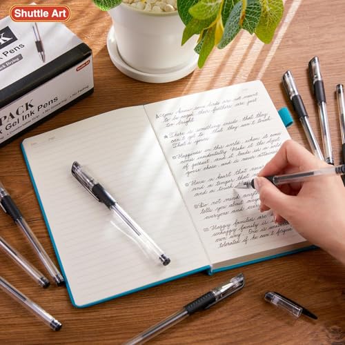Image of Shuttle Art Black Gel Pens, 50 Pack Fine Point Black Ink Pens Bulk, 0.5mm Rollerball Gel Ink Pens Smooth Writing with Comfortable Grip for Office, School and Home