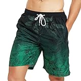 Herren Badehose Quick Dry Beach Board Shorts Kordelzug Badehose mit Taschen, grün, L/XL