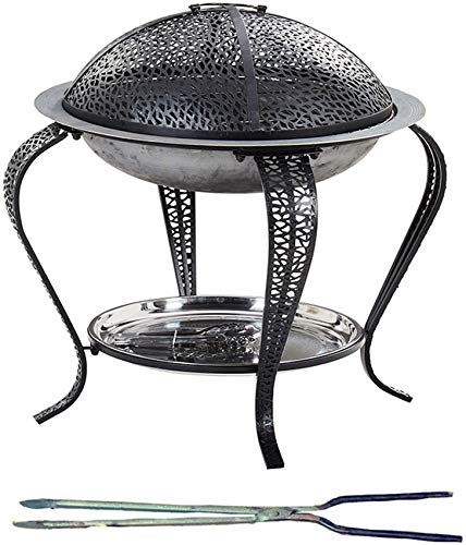 Heizung Feuerstelle for Gärten, Feuerstellen Schüsseln for Gärten Innenhof Gusseisen Runde Wood Burning, Firepits und Feuerschalen mit Deckel Grill