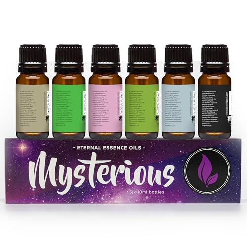 Eternal Essence Oils Mysterious Set of 6 Premium Fragrance Oils - Coconut Lime Verbena, Cabernet & Neroli, Dragons Blood, Wild Watermelon, Monkey Farts, and Black Oak Currant Scented Oils - 10ML