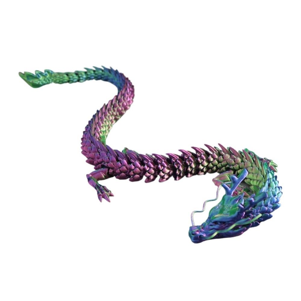 Diyouke Movable 3D Printed Dragon Statue, Articulated Joint Dragon Figurine for Desktop Decor & Collectible Display(Color)