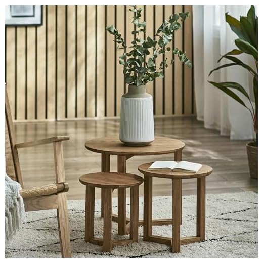 Julian Bowen Nidri Nest Of Tables, Oak, 50 x 50