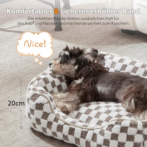 FURTIME Hundebett Mittelgroße Hunde, rutschfest Hundebetten Waschbares Hundekorb, Anti-Angst Hundebett Komfortabler Plüsch-Hundekörbchen, Geeignet für Border Collies, Labrador Retrievers, 76×61×23 cm
