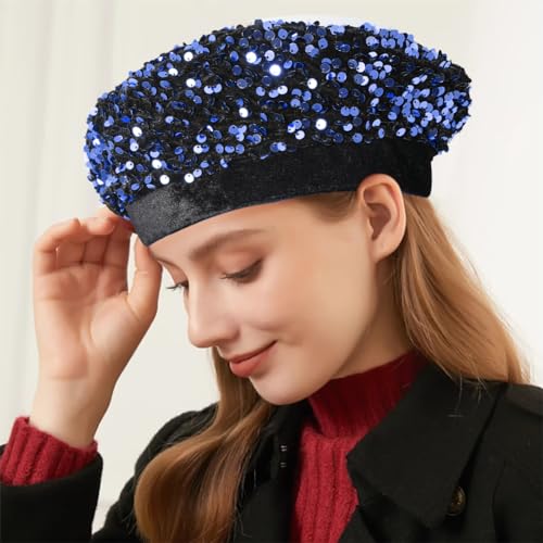 Gorro Boina con Lentejuelas Brillantes para Mujer miniatura 3