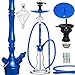 Produktbild DILAW® Granat Shisha Set Hookah 93cm Aluminium Alu | Wasserpfeife Kaminkopf Komplettset Molassefänger Silikonschlauch Alumundstück Tabakkopf Kaminaufsatz 18/8 schliff Edelstahl Tauchrohr Blau