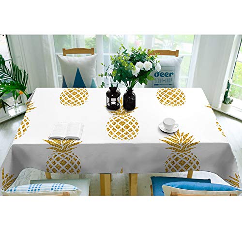 Aoyego Gold Pineapple Tablecloths Summer Yellow Tropical Fruit Exotic Sweet Repeat Table Cloths Rectangle Decoration 60X90 Inch Polyester For Cafe Family Kitchen Outdoor #TOP2