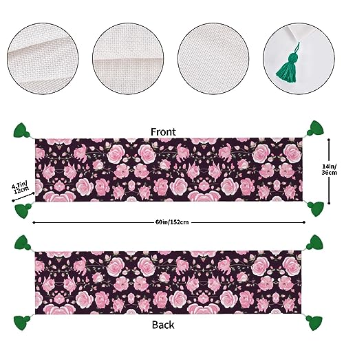 Chemin de table rustique avec fleur rose pour un cadeau déco de Noël mémorable
