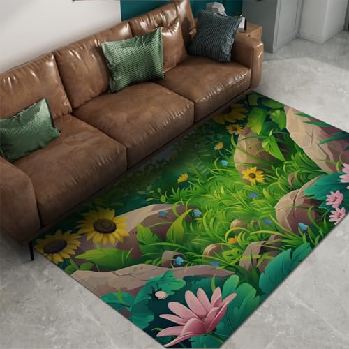 Tapis de fleurs moderne vert pour transformer une chambre froide en nid douillet