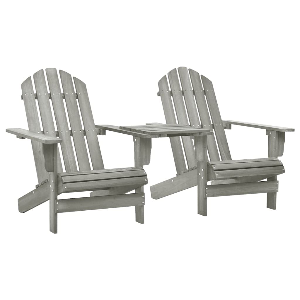 Genérico Sillas Adirondack de jardín y mesita Madera Maciza Abeto Gris,Mobiliario,Muebles de jardín,Asientos de Exterior,Sillas de jardín,Gris,22 kg,310068