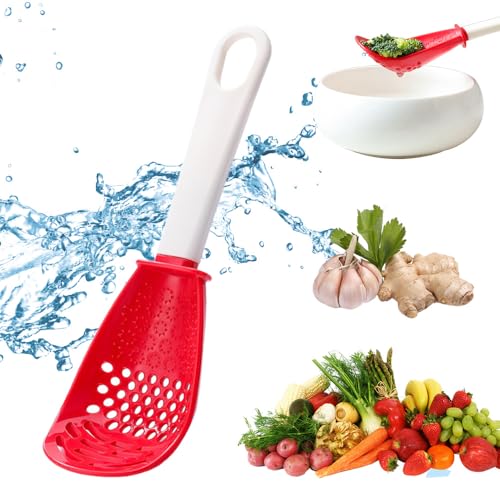 Kamoji 6 In 1 Slotted Multifunctional Kitchen Cooking Spoon, 356°F Heat Resistant Silicone Spatula Spoon, Colander Skimmer Scoop For Cooking Draining Egg Separator Grating Garlic  cover