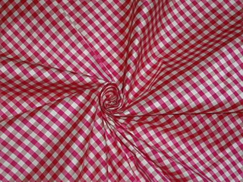 Plaids en soie Dupioni 54 pouces de dimensions motif 5mm x 5mm rose et marron