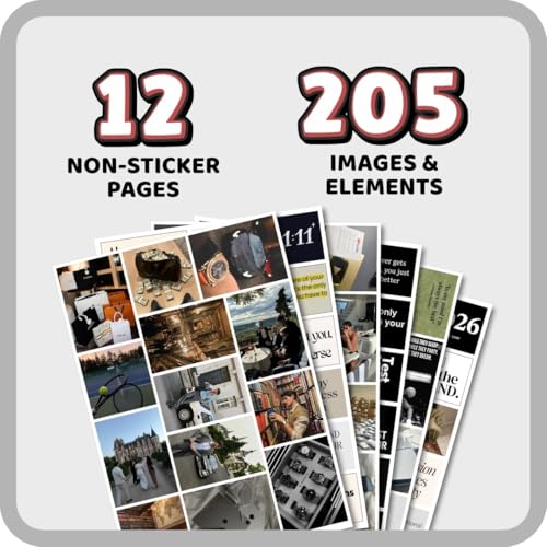 Image of Manifestation Poster for Men | 2026 Vision Board Supplies (200+ Elements, 12 A4 Sheets, A4 Board with Hook) Aesthetic | Life Goals Quotes Motivational Poster | Manifest Dream Life for Wall | Boy Vision Board Kit