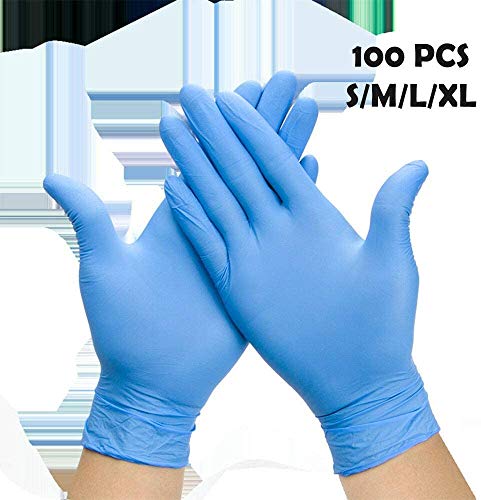 Enjoyee 100 Pcs Disposable Gloves PVC Free Rubber Latex Free Medical Exam Gloves