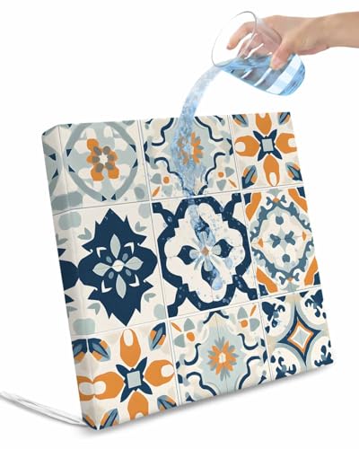 2 Pack Ethnic Plaid Waterproof Cushion Covers with Ties, Outdoor Patio Chaise Lounge Chair Seat Cushion Slip Covers Replacement(Only Cover) Modern Rustic Abstract Geometric Art 22